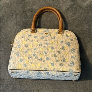 Michael Kors Blue Floral Dome Satchel